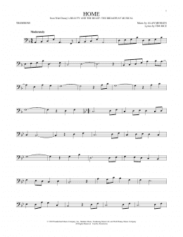 page one of Home (from Beauty and the Beast: The Broadway Musical) (Trombone Solo)
