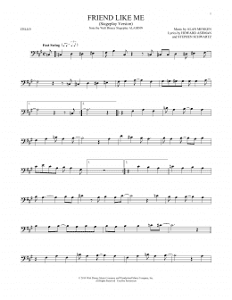page one of Friend Like Me (Stageplay Version) (from Aladdin: The Broadway Musical) (Cello Solo)