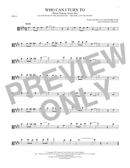 page one of Who Can I Turn To (When Nobody Needs Me) (Viola Solo)
