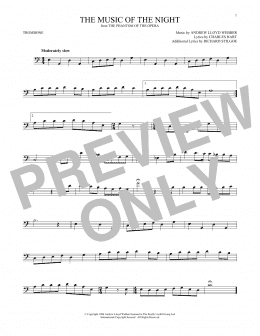 page one of The Music Of The Night (from The Phantom Of The Opera) (Trombone Solo)