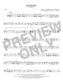 page one of Memory (from Cats) (Cello Solo)