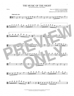 page one of The Music Of The Night (from The Phantom Of The Opera) (Viola Solo)