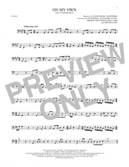 page one of On My Own (from Les Miserables) (Cello Solo)