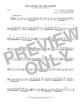 page one of The Music Of The Night (from The Phantom Of The Opera) (Cello Solo)