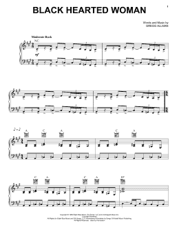 page one of Black Hearted Woman (Piano, Vocal & Guitar Chords (Right-Hand Melody))