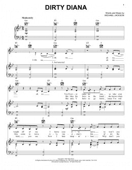 page one of Dirty Diana (Piano, Vocal & Guitar Chords (Right-Hand Melody))