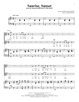 page one of Sunrise, Sunset (from Fiddler On The Roof) (Vocal Duet)
