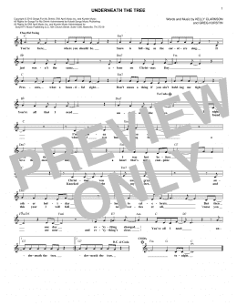 page one of Underneath The Tree (Lead Sheet / Fake Book)