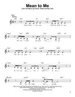 page one of Mean To Me (from Love Me Or Leave Me) (Pro Vocal)