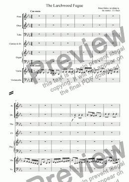 page one of The Larchwood Fugue (from the Larchwood Suite)