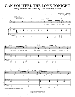 page one of Can You Feel The Love Tonight (from The Lion King) (Vocal Duet)