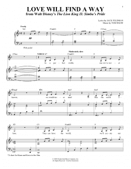 page one of Love Will Find A Way (from The Lion King II: Simba's Pride) (Vocal Duet)