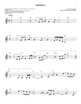 page one of Sleepwalk (Instrumental Version) (Easy Lead Sheet / Fake Book)