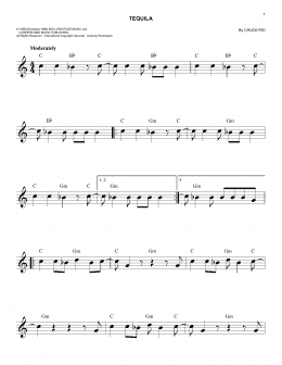 page one of Tequila (Easy Lead Sheet / Fake Book)