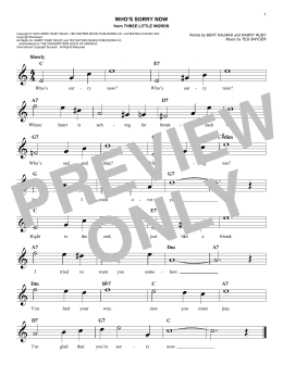 page one of Who's Sorry Now (Easy Lead Sheet / Fake Book)