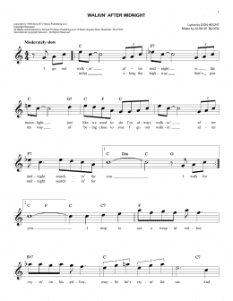 page one of Walkin' After Midnight (Easy Lead Sheet / Fake Book)