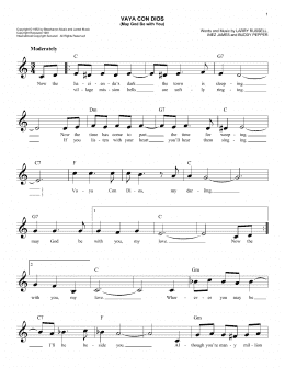 page one of Vaya Con Dios (May God Be With You) (Easy Lead Sheet / Fake Book)