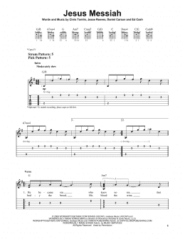 page one of Jesus Messiah (Easy Guitar Tab)
