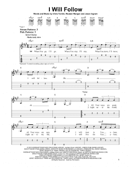 page one of I Will Follow (Easy Guitar Tab)