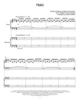 page one of Halo (Piano Duet)