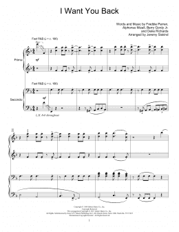 page one of I Want You Back (Piano Duet)