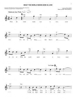 page one of What The World Needs Now Is Love (Easy Lead Sheet / Fake Book)