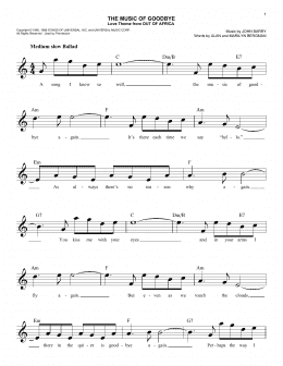 page one of The Music Of Goodbye (Easy Lead Sheet / Fake Book)