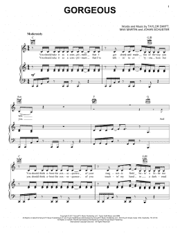 page one of Gorgeous (Piano, Vocal & Guitar Chords (Right-Hand Melody))