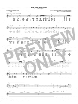 page one of New York, New York (from On the Town) (Lead Sheet / Fake Book)