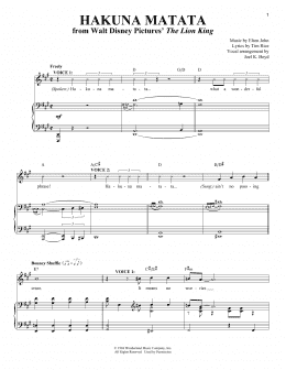 page one of Hakuna Matata (from The Lion King) (Vocal Duet)