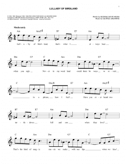 page one of Lullaby Of Birdland (Lead Sheet / Fake Book)