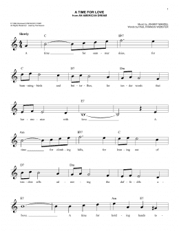 page one of A Time For Love (Easy Lead Sheet / Fake Book)