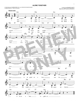 page one of Alone Together (Easy Lead Sheet / Fake Book)