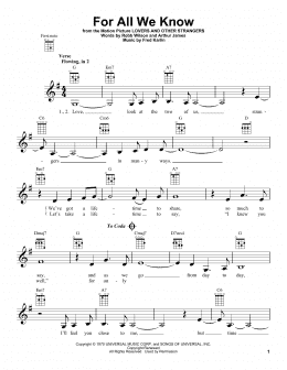 page one of For All We Know (Ukulele)