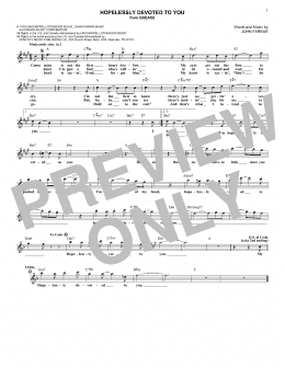 page one of Hopelessly Devoted To You (Lead Sheet / Fake Book)