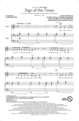 page one of Sign Of The Times (2-Part Choir)