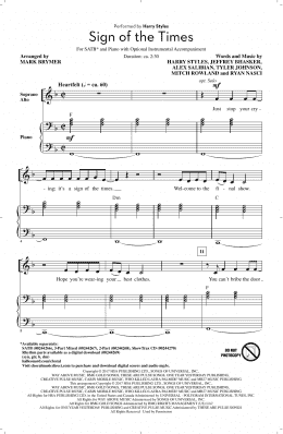 page one of Sign Of The Times (SATB Choir)