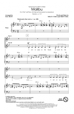 page one of Malibu (2-Part Choir)
