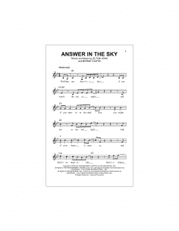 page one of Answer In The Sky (Lead Sheet / Fake Book)