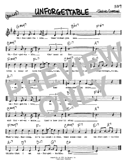 page one of Unforgettable (Real Book – Melody, Lyrics & Chords)