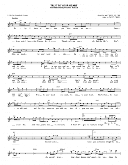 page one of True To Your Heart (from Mulan) (Lead Sheet / Fake Book)
