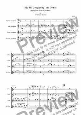 page one of See The Conquering Hero Comes - Sax Quartet (SATB)