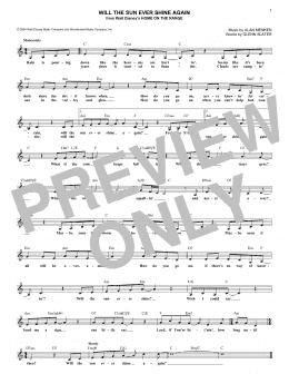 page one of Will The Sun Ever Shine Again (Lead Sheet / Fake Book)