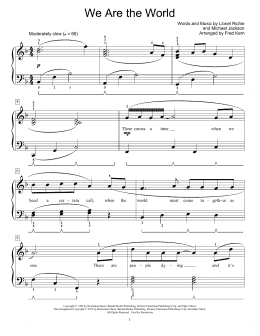 page one of We Are The World (Educational Piano)