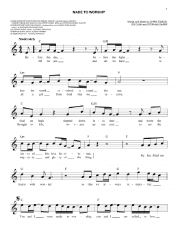 page one of Made To Worship (Easy Lead Sheet / Fake Book)