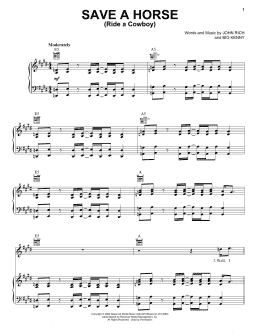 page one of Save A Horse (Ride A Cowboy) (Piano, Vocal & Guitar Chords (Right-Hand Melody))