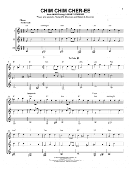 page one of Chim Chim Cher-ee (from Mary Poppins) (Guitar Ensemble)