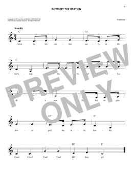 page one of Down By The Station (Easy Lead Sheet / Fake Book)
