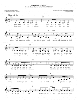 page one of Nobody's Perfect (Easy Lead Sheet / Fake Book)