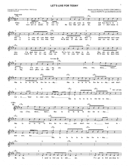 page one of Let's Live For Today (Lead Sheet / Fake Book)